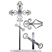 Крест кованые ритуальный «Узорный» металлический